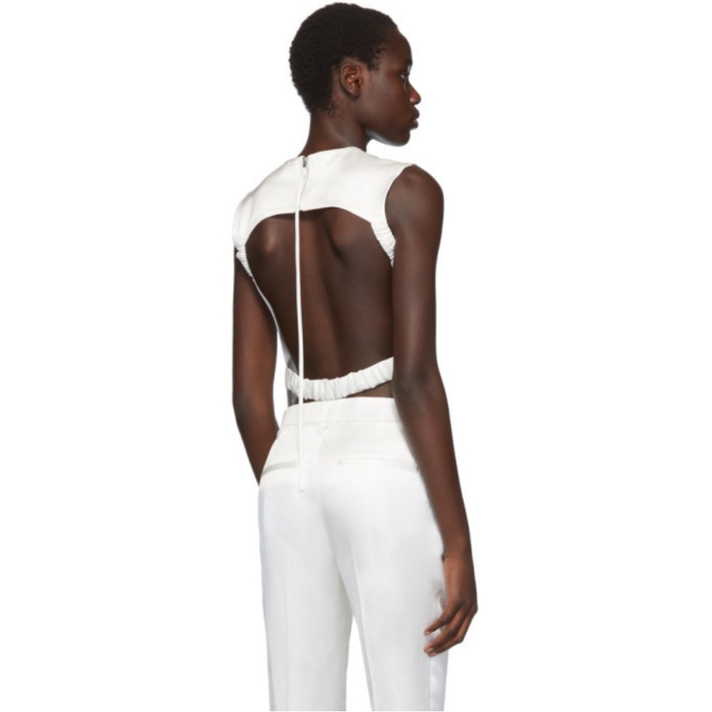 NWT Helmut Lang White Satin Open Back Tank Top